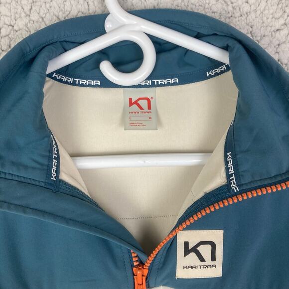 Kari Traa Siri 1/2 Zip Jacket Womens L White Blue Orange Zip Quilted Pullover - Picture 4 of 10